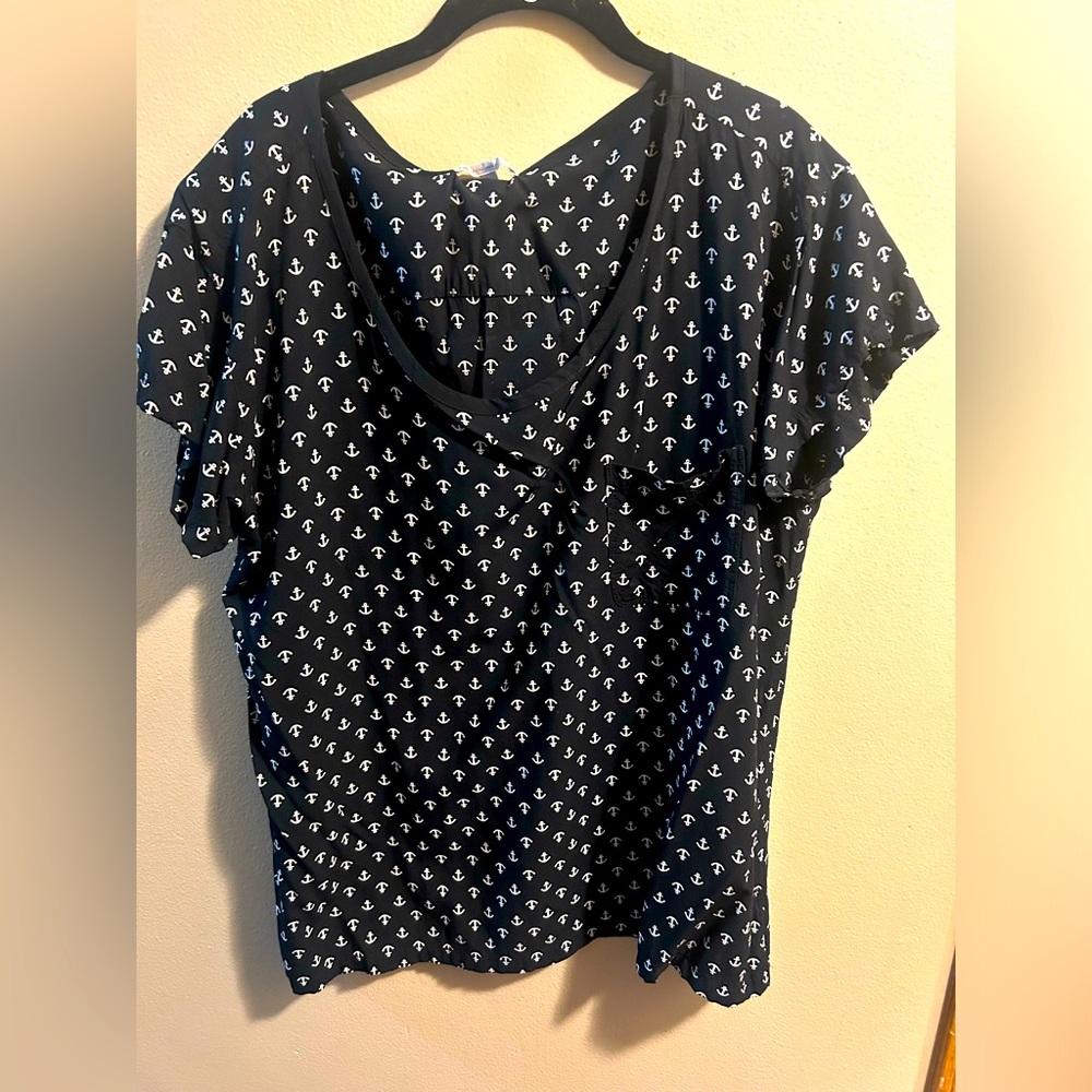 Navy w white anchors Gap work blouse size X-Large